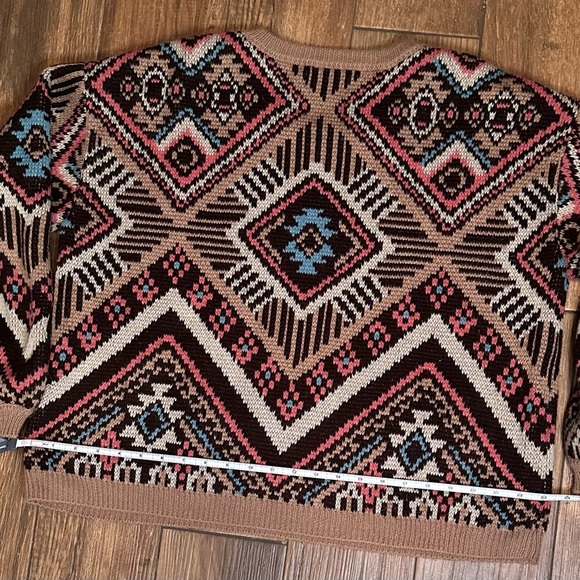 Rock & Roll Cowgirl Aztec Print Sweater XL - Picture 4 of 6